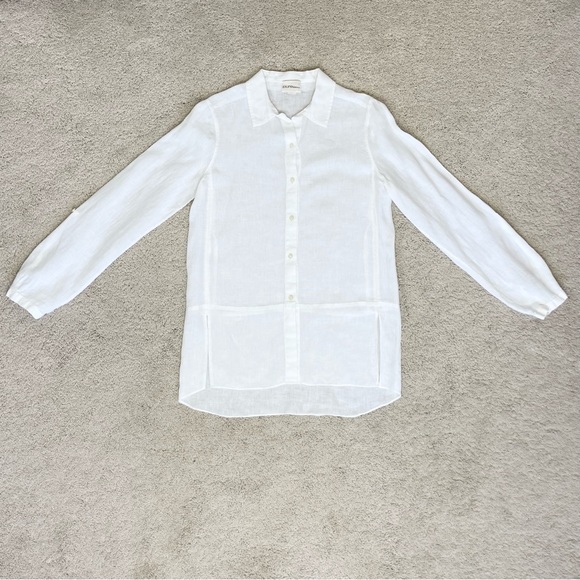 DKNY Pure Linen Convertible Sleeve Button Down Shirt - Picture 11 of 15